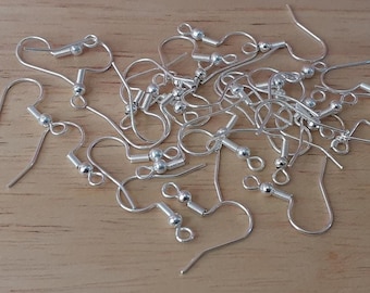 Hypoallergenic Stainless Steel Earring Hooks (304) , Strong Ear Wires, 925 Sterling Silver Plated Fish Hooks, 17mm Fish Hooks