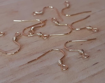 Golden Earing Hooks, 304 Stainless Steel Earring Hooks, Golden Ear Wires, Hypoallergenic Earring Findings