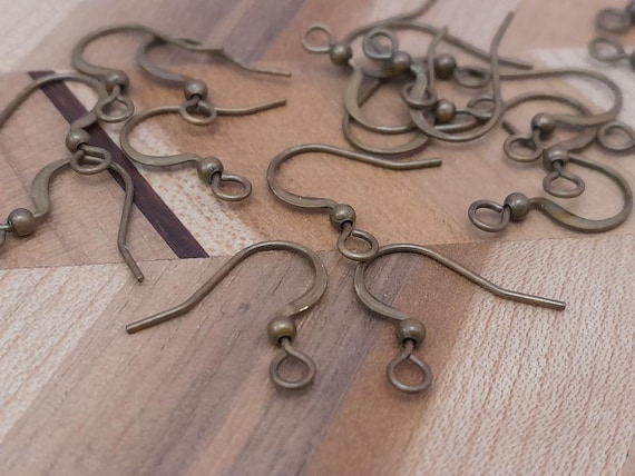 50x Antique Bronze Earring Hooks, Brass French Earring Hooks, Flat Earring Hooks, Nickel Free Earring Findings.