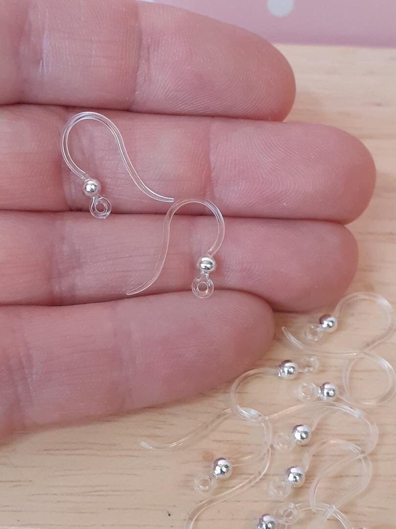 40pcs Clear Safety Non-Allergenic Plastic Earring Hooks Ear Wire Anti  Allergy Hooks with Ball Dots Earring Findings DIY Jewelry Making for  Sensitive