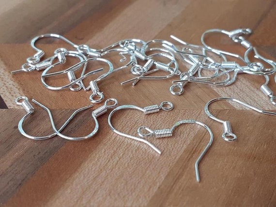 Silver Strong Earring Hooks, Earring Hooks 30/50/100 X Pieces, 925 Silver  Fish Hooks. 