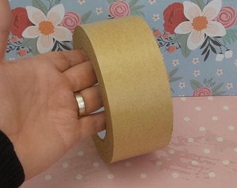 Pip Box Sealing Tape, Craft Paper Tape, Eco-Friendly, Recyclable Easy-to-Tear Tape, 50mm sealing Tape, Brown sealing Tape.