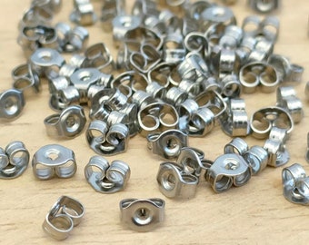 50 Platinum 304 Stainless Steel Ear Nuts: Small Earring Backs