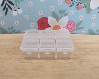 1pcs/2pcs Rectangle Plastic Bead Containers, Flip Top Bead Storage, 6x Compartments, White Storage box