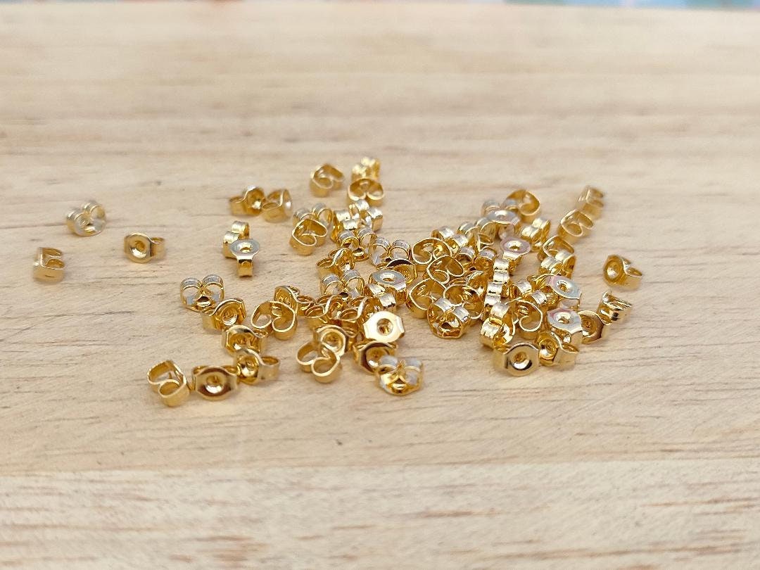 50x 304 Stainless Steel Gold Ear Nuts Earring Backs Gold 