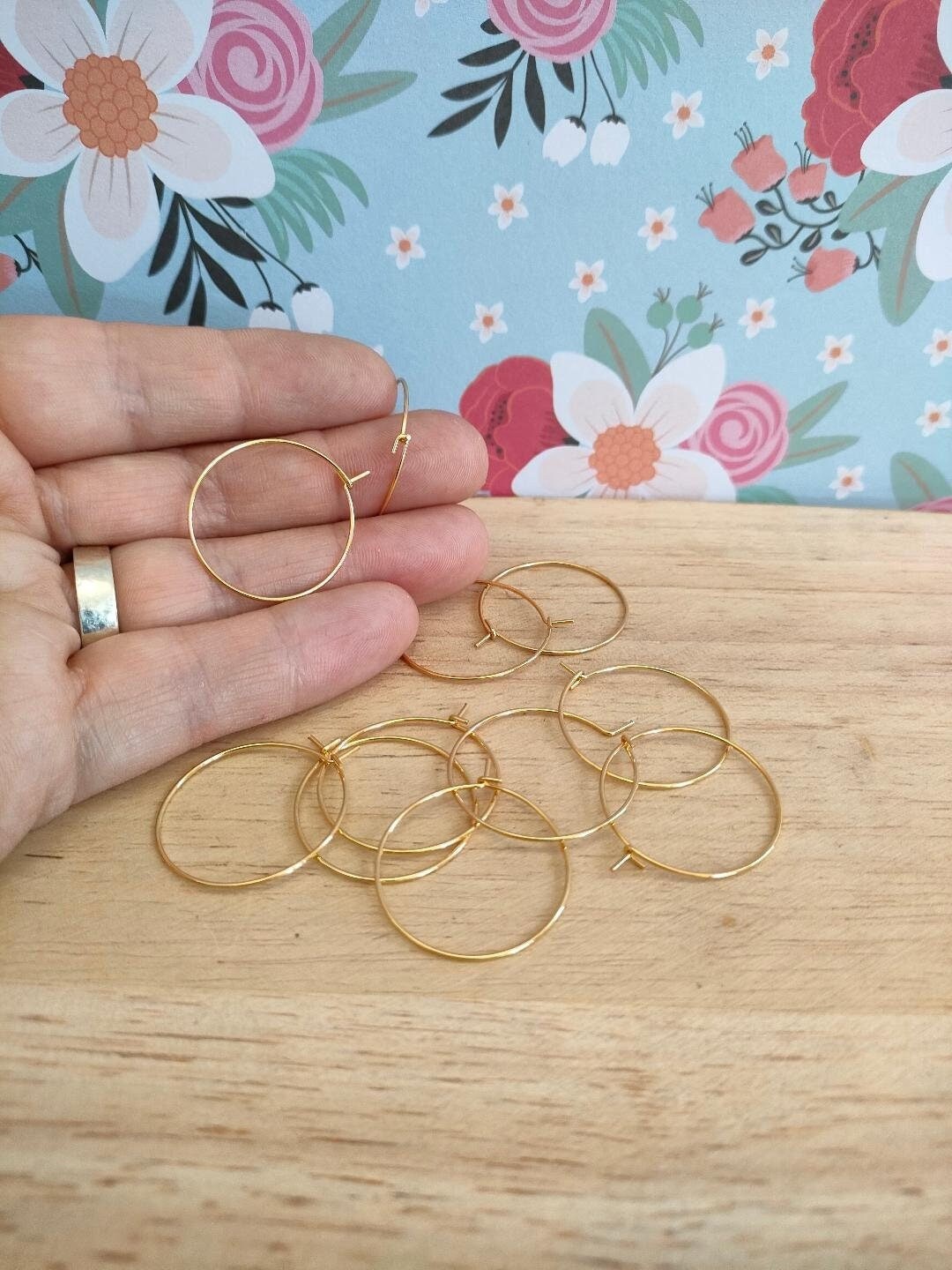 316 Surgical Steel Hoop Earring Findings Golden Colour, 25mm