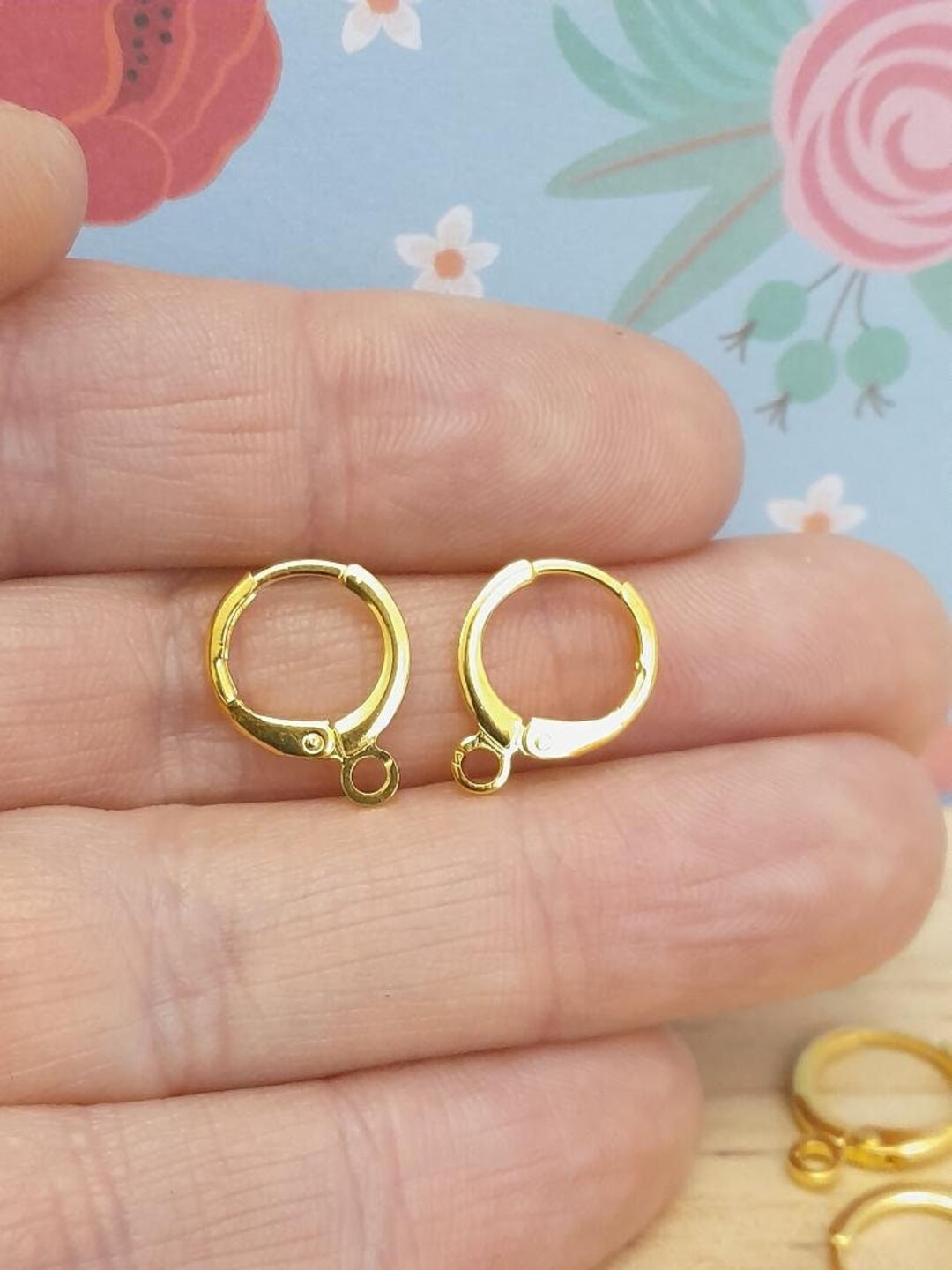 Leverback Earring Findings With Loop, Leverback Earrings, Dainty Hoop  Earrings, Earring Clasp, Gold Earring Findings, Small Hoop Findings 