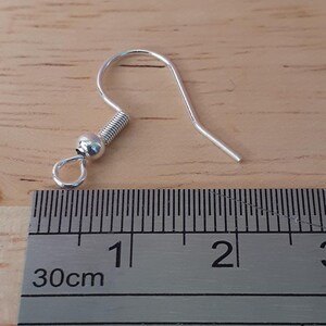 Puede incluir: Gancho de pendiente de plata con cierre de resorte. El gancho mide aproximadamente 2,5 cm de largo. El gancho se mide contra una regla.