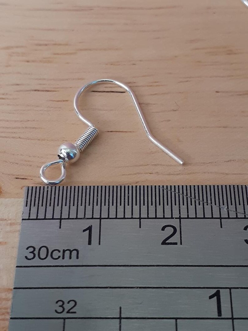 Puede incluir: Gancho de pendiente de plata con cierre de resorte. El gancho mide aproximadamente 2,5 cm de largo. El gancho se mide contra una regla.