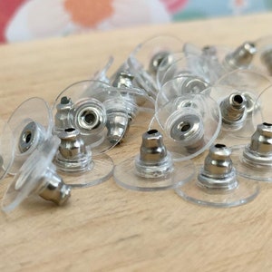 20x 304 Stainless Steel Bullet Clutch Earring Backs, with Hypoallergenic Pads, Strong Ear Nuts