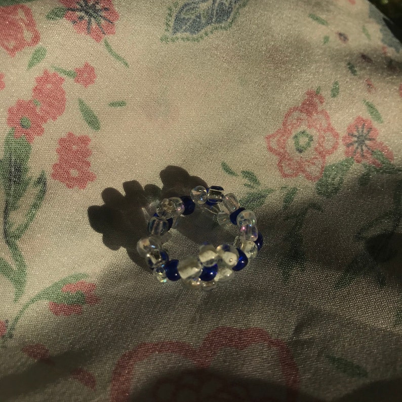Chunky beaded flower rings