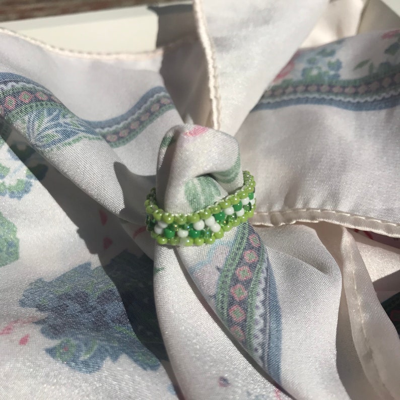 Multi-colored Peyote style seed bead rings