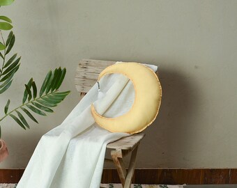 Linen crescent moon inspired pillow for kids