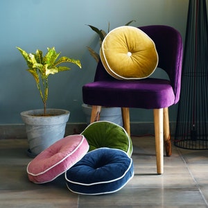 Cotton Velvet round chair pad Cushion, Round seat pad for chair, Round Floor Cushion, Round outdoor cushion (10",14",16",18",20",22",24")