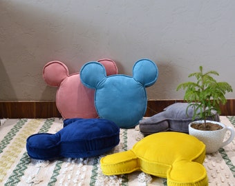 Velvet mickey pillow, velvet decorative mini mouse cushion , Disney inspired pillow, mickey mouse cushion, kids pillow