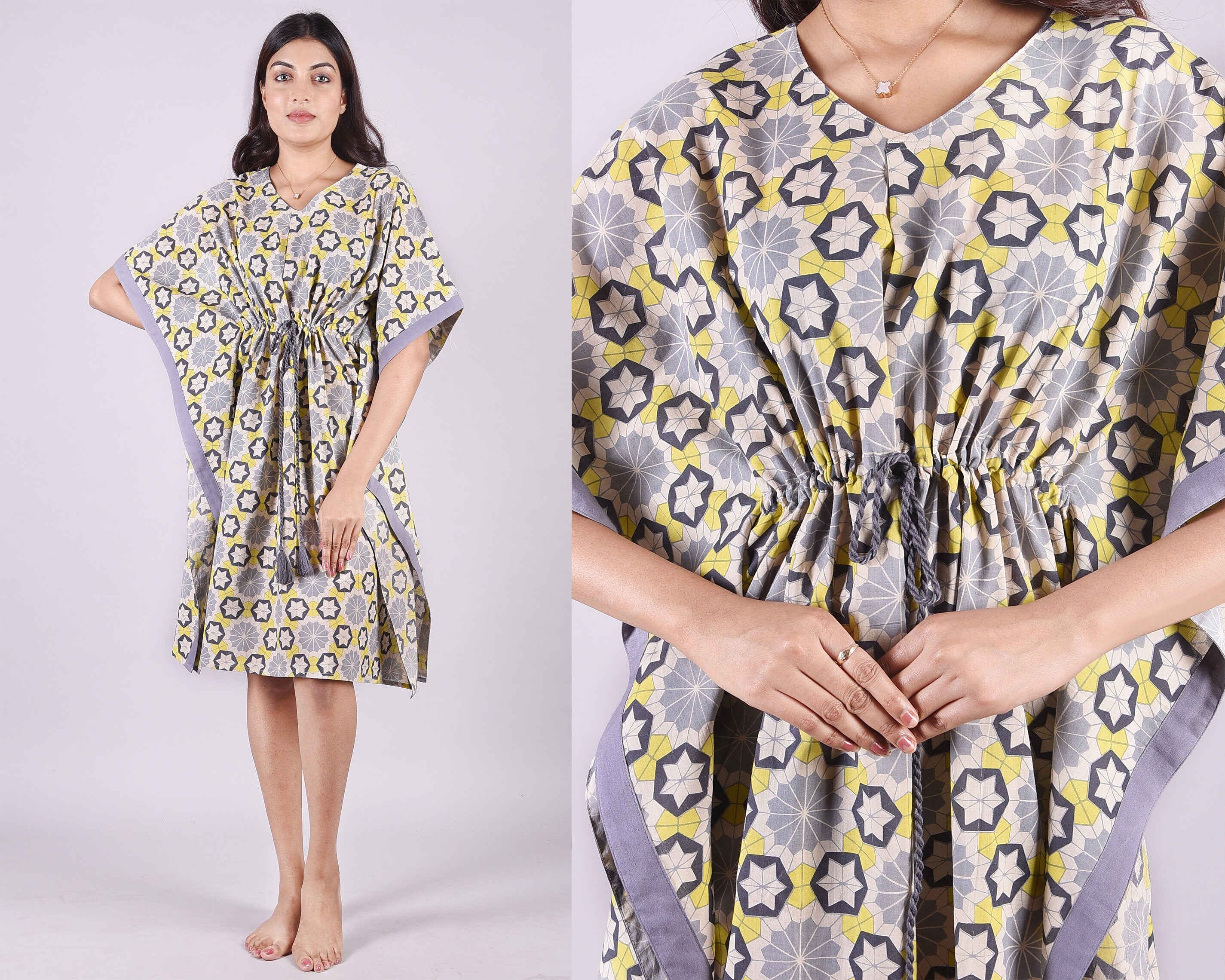 Long kaftan for summer cotton caftan printed caftan Etsy