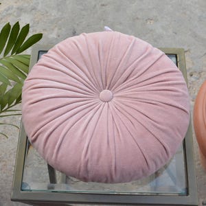 Blush Pink round pleated Cushion pillow for seat pad for chair for stool