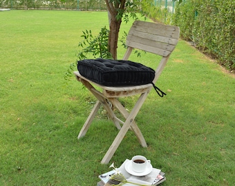 Black velvet window seat cushion, velvet seat cushion with tie, bench Cushion, chair cushion, floor cushion