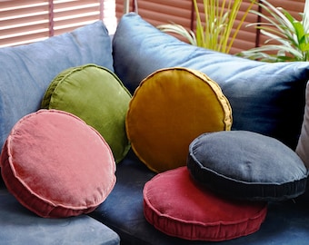 Coussin de chaise rond en velours de coton rond pour chaise Coussin de sol rond Coussin d'extérieur rond en osier