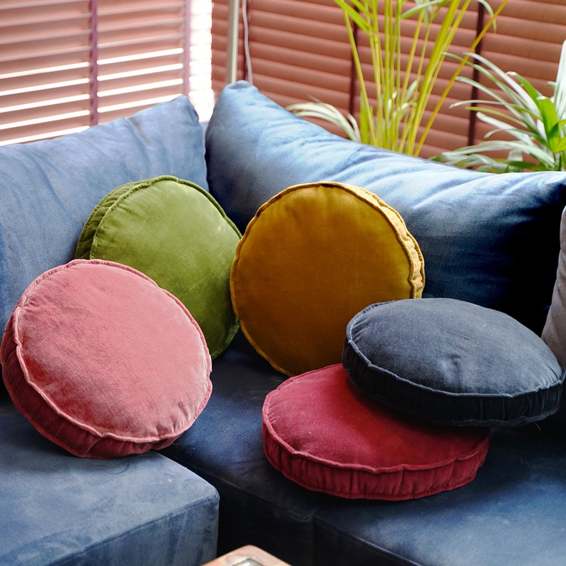 velvet round chair cushion