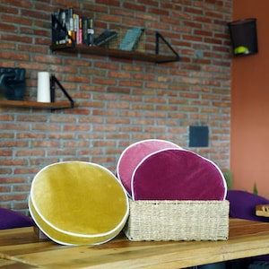 Cotton Velvet round chair pad Cushion, Round seat pad for chair, Round Floor Cushion, Round outdoor cushion (10",14",16",18",20",22",24")