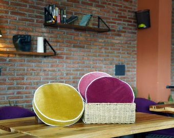 Cotton Velvet round chair pad Cushion, Round seat pad for chair, Round Floor Cushion, Round outdoor cushion (10",14",16",18",20",22",24")