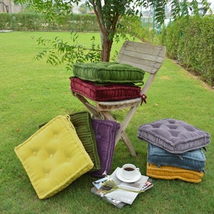 Velvet Square chair pad Cushion velvet seat cushion with tie bench Cushion chair cushion Square outdoor seat pad