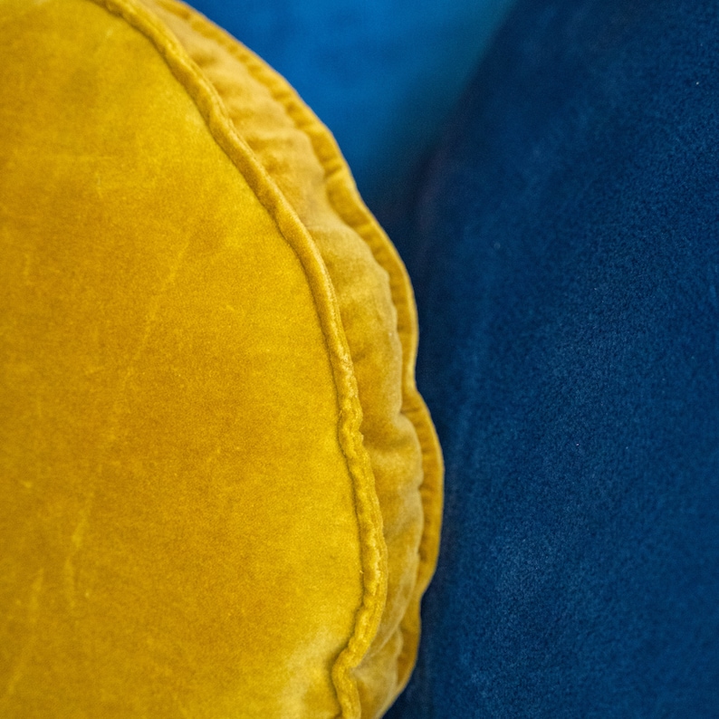 velvet round chair cushion detail piping