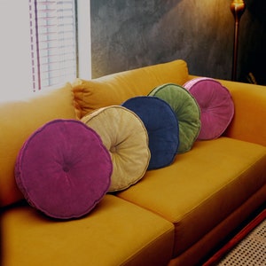 Cotton Velvet round chair pad Cushion with same piping| Floor cushion | Bar Stool Pillow