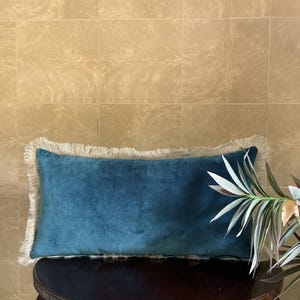 Velvet Fringe Cushion Cover | Handmade Cotton Velvet Pillowcase | Decorative Throw Pillow Cover for Sofa or Patio