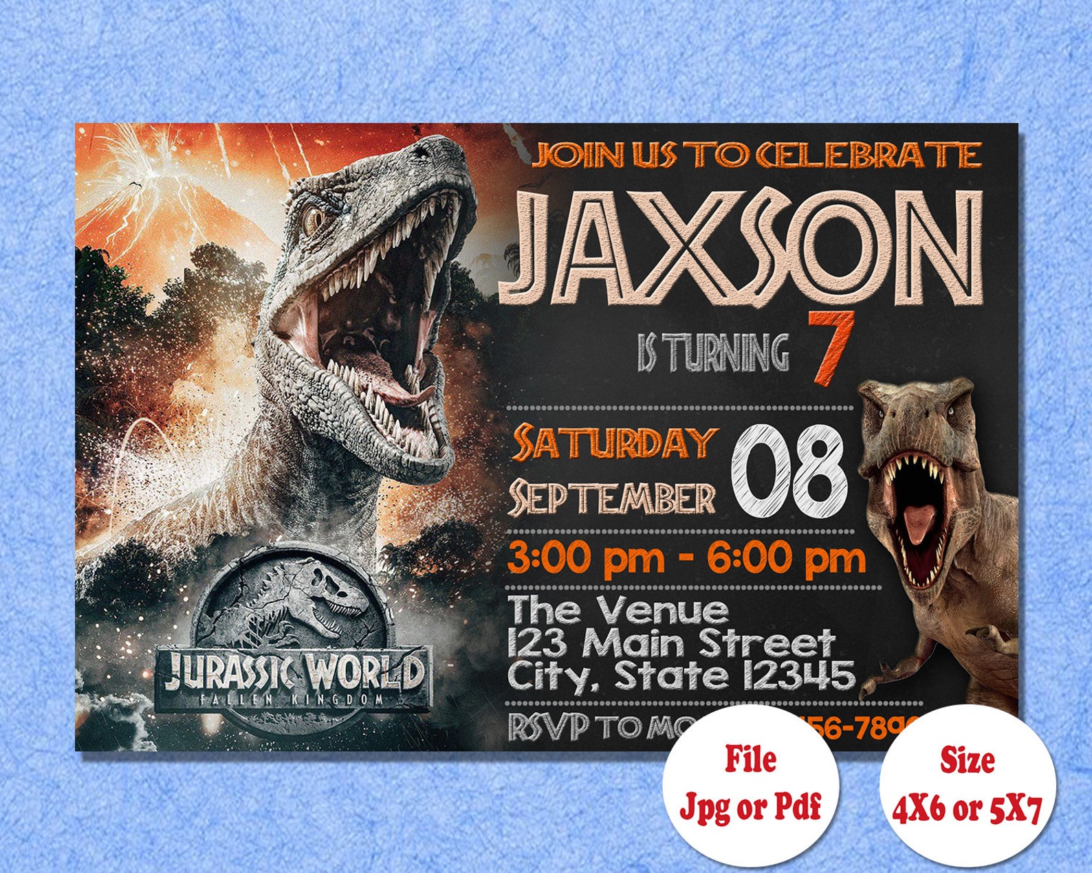 Printable Jurassic Park Birthday Invitation Jurassic Park Etsy