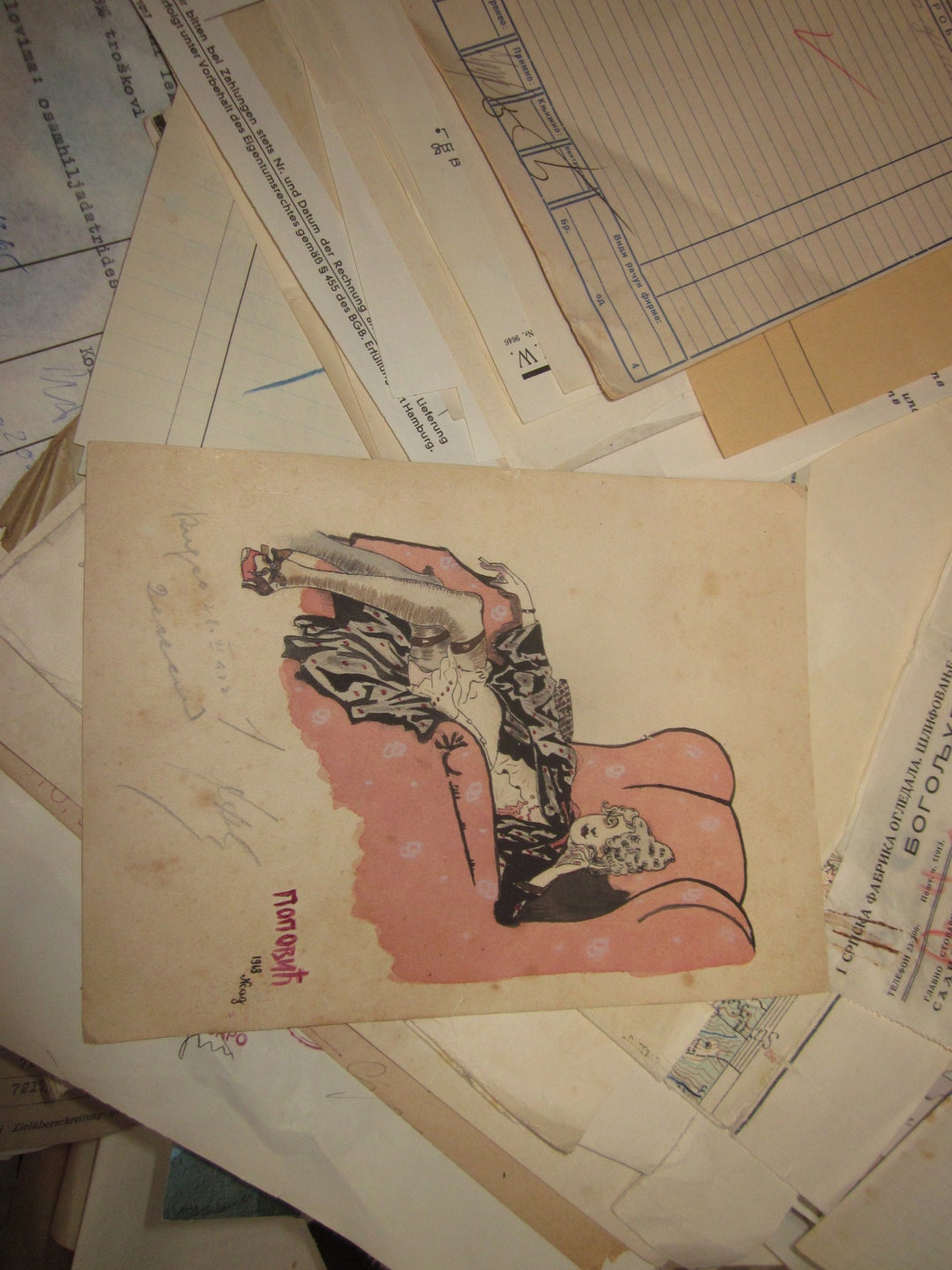 Brothel, Old Drawing From the Brothel From 1918. Novi Sad , Very Rare