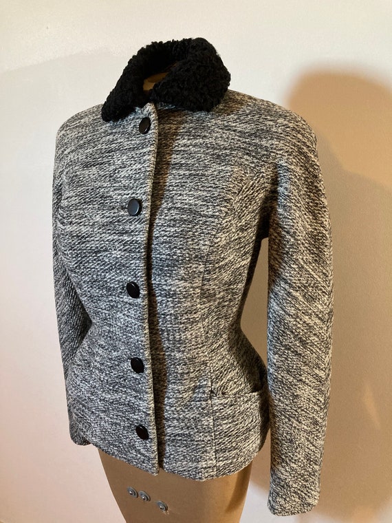 Vintage 1950s Gray Structured Coat - image 1