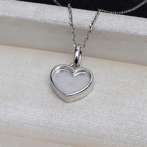 Sterling Silver Pendant Setting, Silver Heart Bezel For Jewelry Supplies, Silver Heart Bezel, Pendant w/ bail, Cabochon settings 10x9mm
