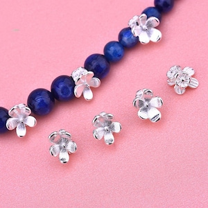 Sterling Silver Flower Beads, Sterling Silver Floral Beads, s925 Silver Flower Spacer Beads, Spacer Beads, Bracelet Beads 8.7*10.8mm