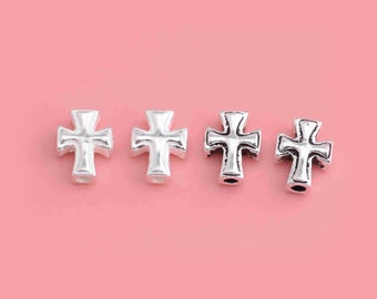 Perles de croix en argent sterling, perle religieuse, perle chrétienne, perle de crucifix, perle de foi, entretoise de bracelet, perle de Jésus, perle spirituelle