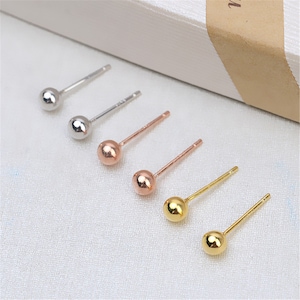 Sterling Silver Ball Post Earrings, s925 Silver Earring Post For Jewelry Making, Women Earring, Earring Component, Ball Ear Stud 3mm 4mm 5mm