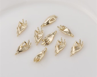 18K Gold Plated OK Gesture Charm Pendant, Hand Bracelet, Gesture Necklace, Hand Symbol Earring, Hand Sign Jewelry, Hand Gesture Charm
