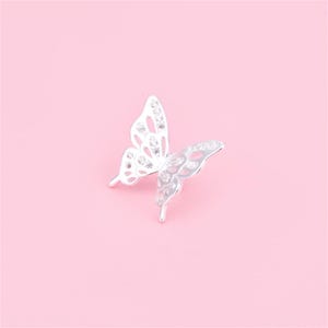 Sterling Silver CZ Pave Butterfly Beads, Winged Bead, Insect Bead, Garden Bead, Nature Bead, Bracelet Spacer, Animal Bead, Fluttering Bead