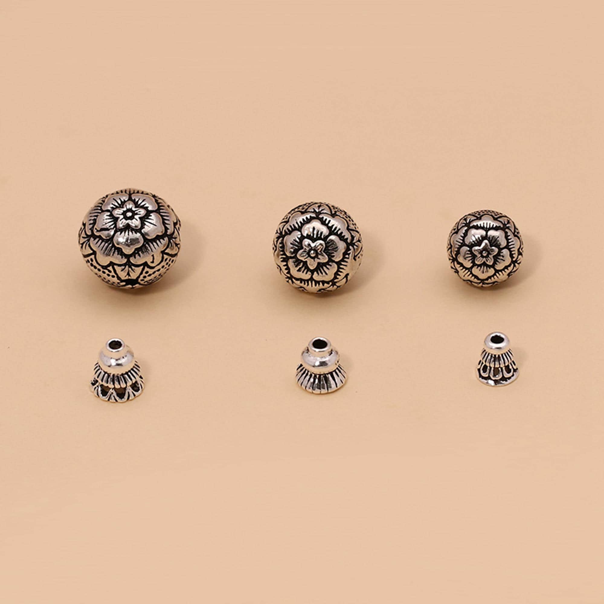 2 Perline Argento Sterling 925 Con Fiore Rosa – Foro 2mm – Ideali Per Bracciali Guru - 3