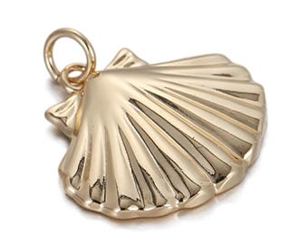 Gold Plated Shell Charm Pendant, Beach Bracelet, Seaside Necklace, Ocean Earring, Summer Charm, Tropical Charm, Coastal Charm, Shell Jewelry