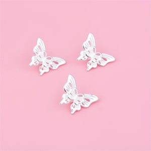 Sterling Silver Butterfly Beads, Winged Bead, Insect Bead, Garden Bead, Nature Bead, Bracelet Spacer,Animal Bead,Fluttering Bead,Summer Bead