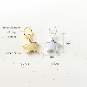 Sterling Silver Star Charm Pendant, Celestial Bracelet, Starry Necklace, Pentagram Earring, Sparkling Star Jewelry, Twinkling Star Charm