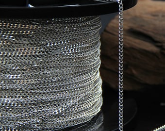 Sterling Silver Cable Chain, s925 Silver Cable Chain For Jewelry Making Supplies, Unfinished Cable  Chain for Necklace Bracelet