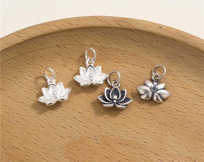 Sterling Silver Lotus Charm Pendant, Flower Bracelet, Spiritual Necklace, Nature Earring, Meditation Jewelry, Yoga Charm, Charms In Bulk
