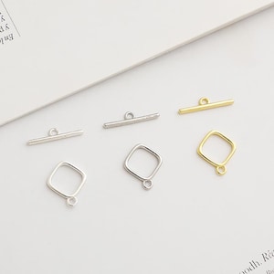 Sterling Silver Square Toggle Clasps, Plain Toggle Clasp, Rhodium Plated Toggle Clasp, Gold Plated Toggle Clasp, Bracelet Necklace Clasp
