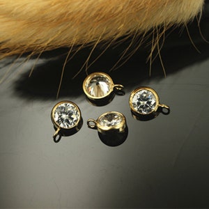 14K Gold Filled CZ Round Charm, Gold Filled Round Charm For Jewelry Making Supplies, Bracelet Charm, Necklace Charm, Zircon Charm 4mm 6mm