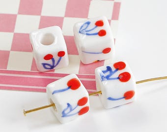 10 Perles En Porcelaine Céramique Rouge - Boules 10mm - Neuf Pour Création Bijoux DIY