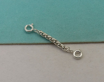 Extensiones de cadena Chopin de plata de ley con cierre de resorte, cadena extensora Chopin de plata 925, cadena extensora para pulsera, extensor de cadena para collar