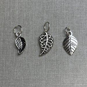 Sterling Silver Leaf Charm Pendant, Leaves Bracelet, Tree Necklace, Plant Earring, Small Charm, Autumn Jewelry, Nature Charm, Charms In Bulk